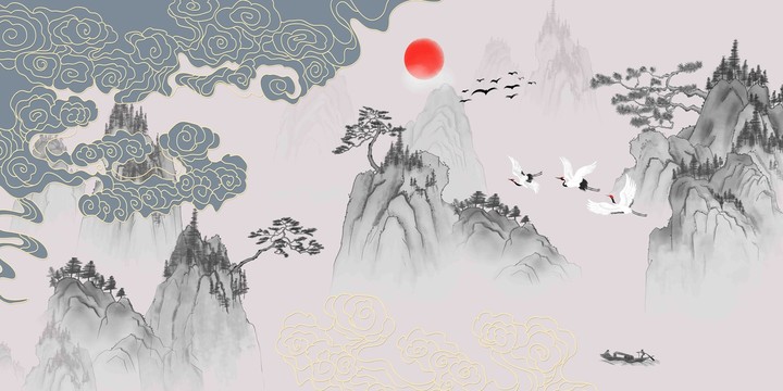 新中式水墨山水畫