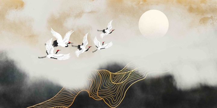 輕奢線條壁畫背景墻