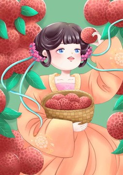 插畫之唐朝女子荔枝