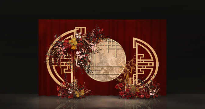 紅色新中式婚禮效果圖