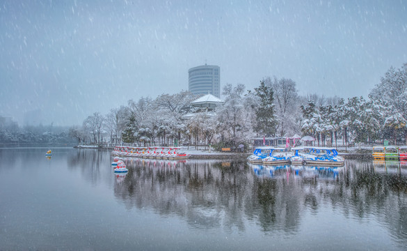 合肥杏花公园雪景