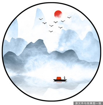 意境水墨山水畫