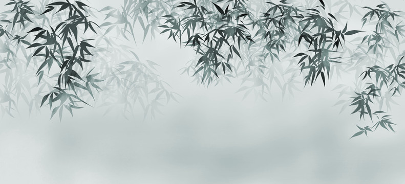 水墨竹葉背景墻