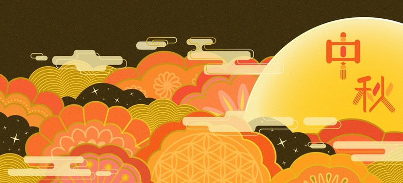 中秋節(jié)國風月餅插畫包裝海報