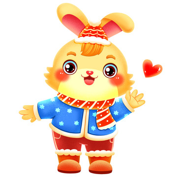 可愛(ài)兔年新年卡通揮手兔