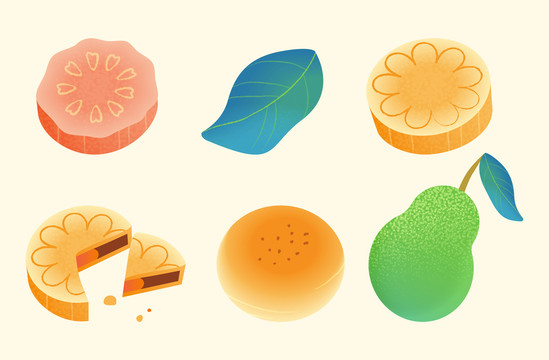 各式美味月饼插图集合