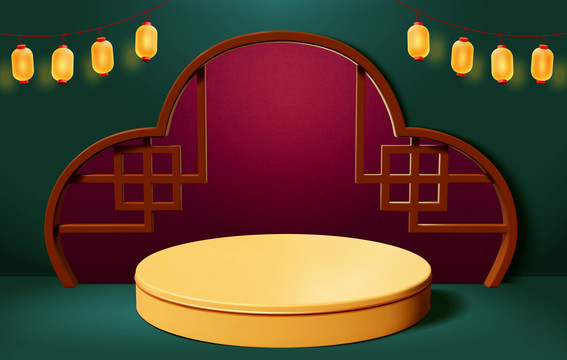 三維傳統(tǒng)裝飾室內(nèi) 中式窗戶產(chǎn)品展臺(tái)