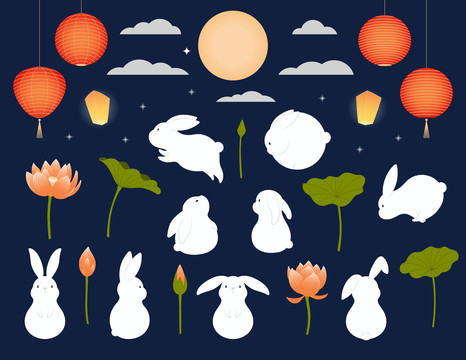 中秋節(jié)概念插圖素材