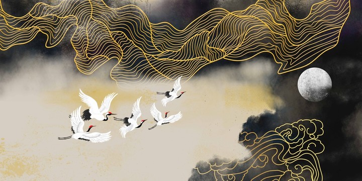 寫意高端線條背景墻