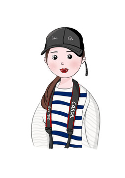 時(shí)尚攝影師女生頭像插畫