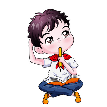思考小學(xué)生卡通