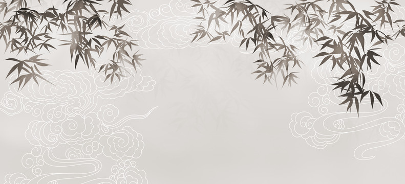 祥云竹葉背景墻