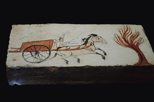 魏晋时期彩绘车马出行图画像砖