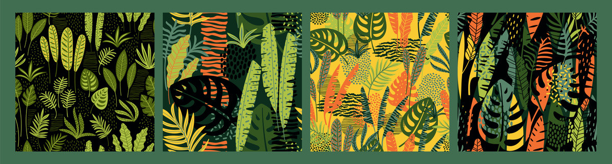 抽象热带丛林无缝纹理卡片模板