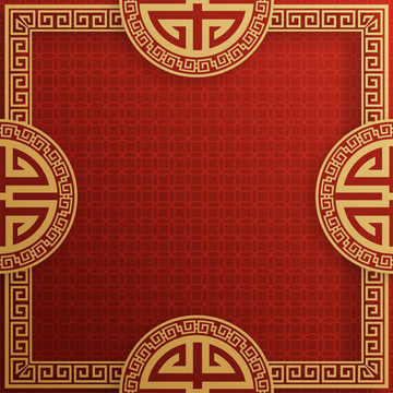 紙雕風喜慶春節(jié) 正方形花窗對稱廣告模板