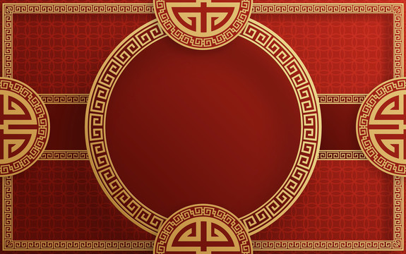 外長方內(nèi)圓形花窗 春節(jié)廣告模板