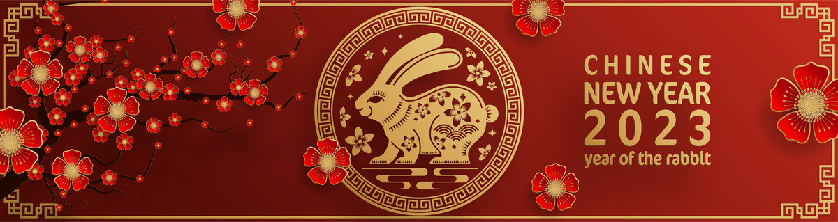 紙雕風(fēng)2023兔年花窗橫幅