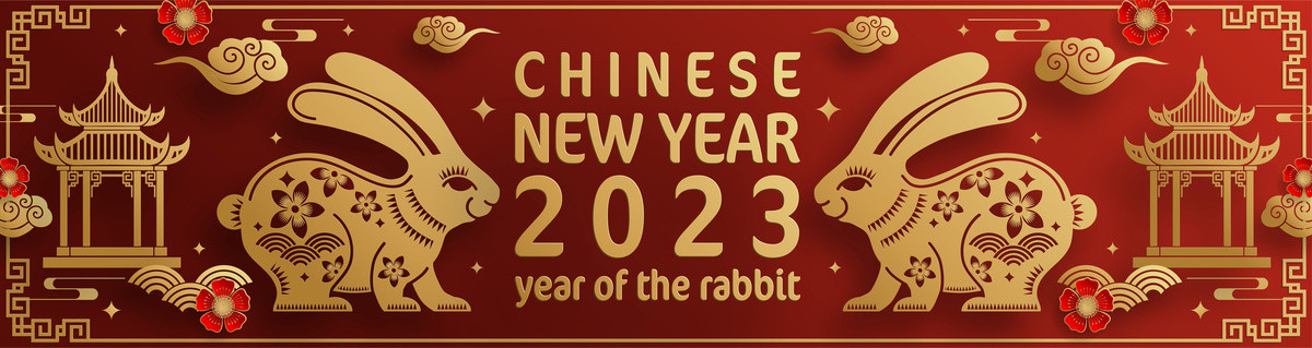 紙雕風(fēng)2023兔年古亭橫幅