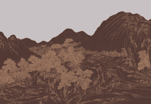中式山水背景墻