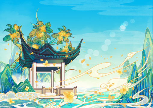 蘇州地標(biāo)古建筑滄浪亭橫版