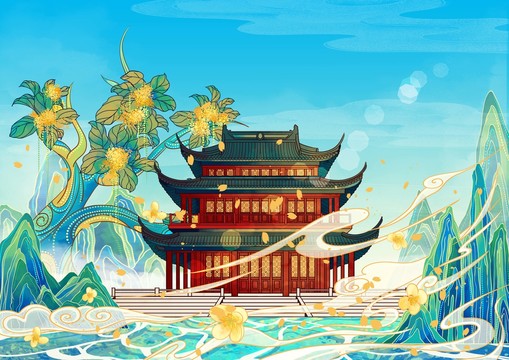 蘇州地標(biāo)古建筑盤門橫版