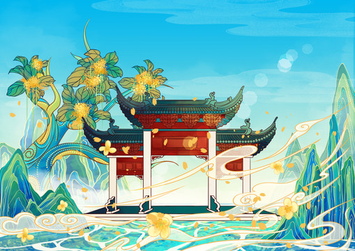 蘇州地標(biāo)古建筑盤門景區(qū)橫版