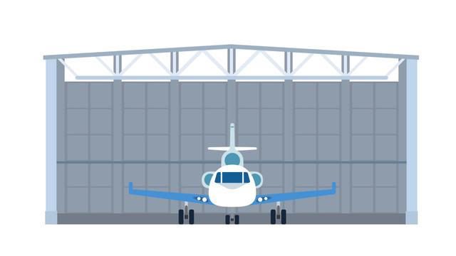 卡通矢量飞机机库客机正面素材