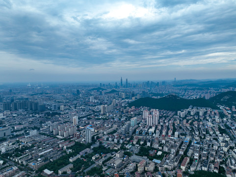 航拍济南都市风光