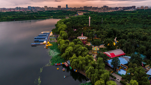 夏日里的中国长春南湖公园风景