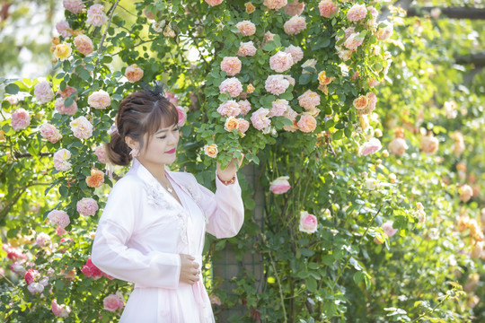 玫瑰花美女汉服美女人像摄影