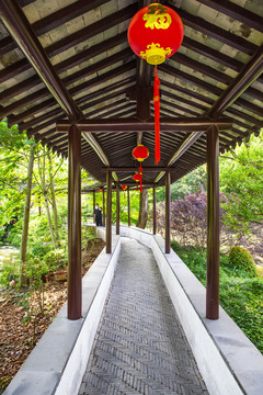 中國江南古典園林長廊