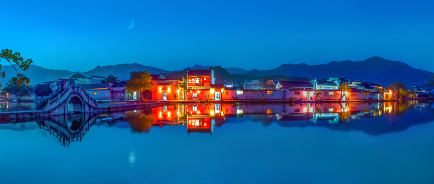 宏村南湖夜色全景图