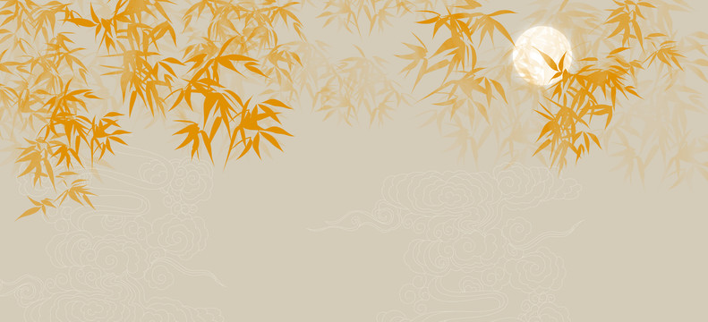 金色竹葉背景墻