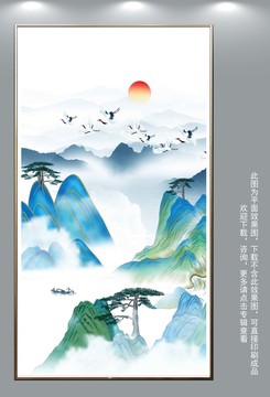 国潮山水壁画