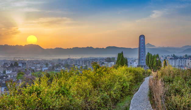 黟縣東岳山日出全景圖