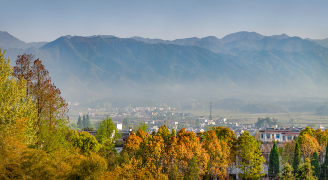 黟县东岳山全景图