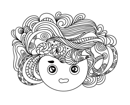 手繪可愛女孩頭像線稿