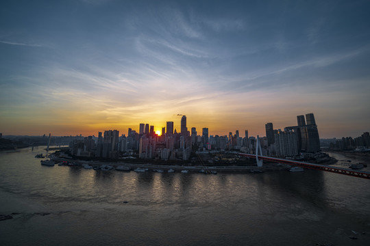 重庆渝中半岛日落夜景