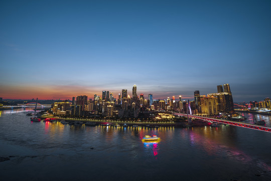 重庆渝中半岛日落夜景