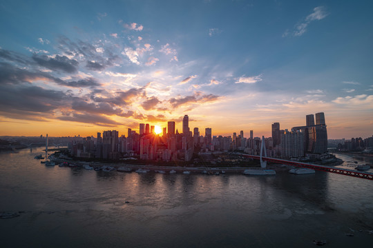 重庆渝中半岛日落夜景