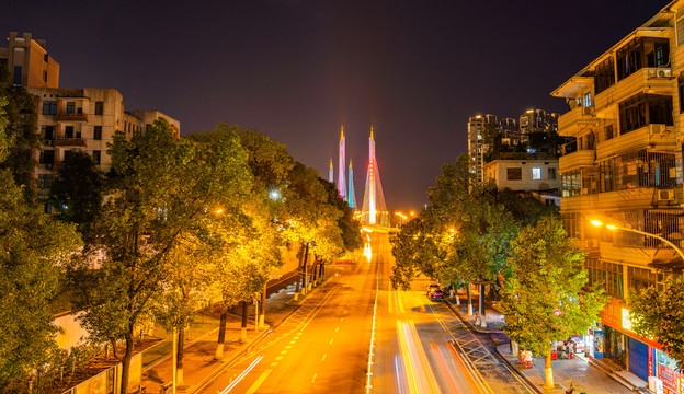 湖南益阳龙洲大桥夜景