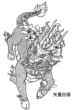 麒麟神獸矢量圖