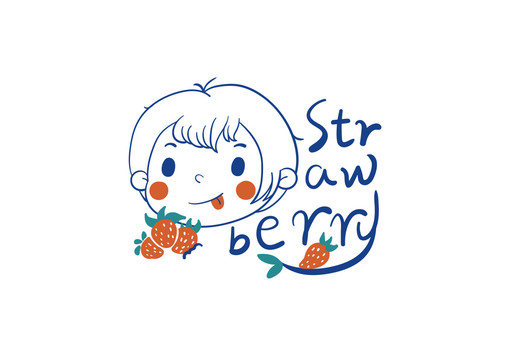 卡通零食草莓女孩标志