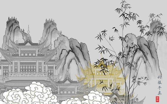 閣樓竹子祥云
