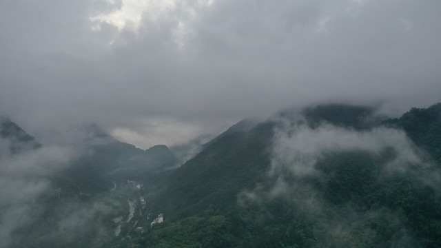 航拍秦岭山脉森林植被