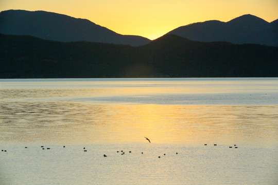 泸沽湖里格半岛晨曦