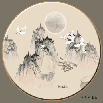 禅意水墨山水画