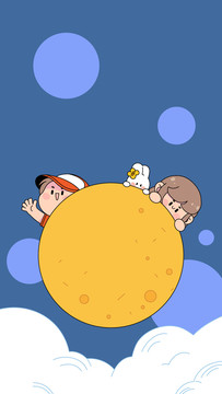 月亮月餅和男孩女孩