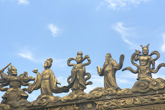 成都古大圣慈寺佛教脊饰雕塑