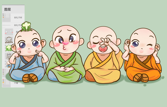四不小和尚可愛(ài)卡通擺件